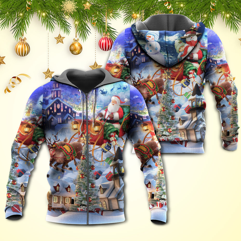 Christmas Reindeer Gift Glow Art – 3D Hoodie