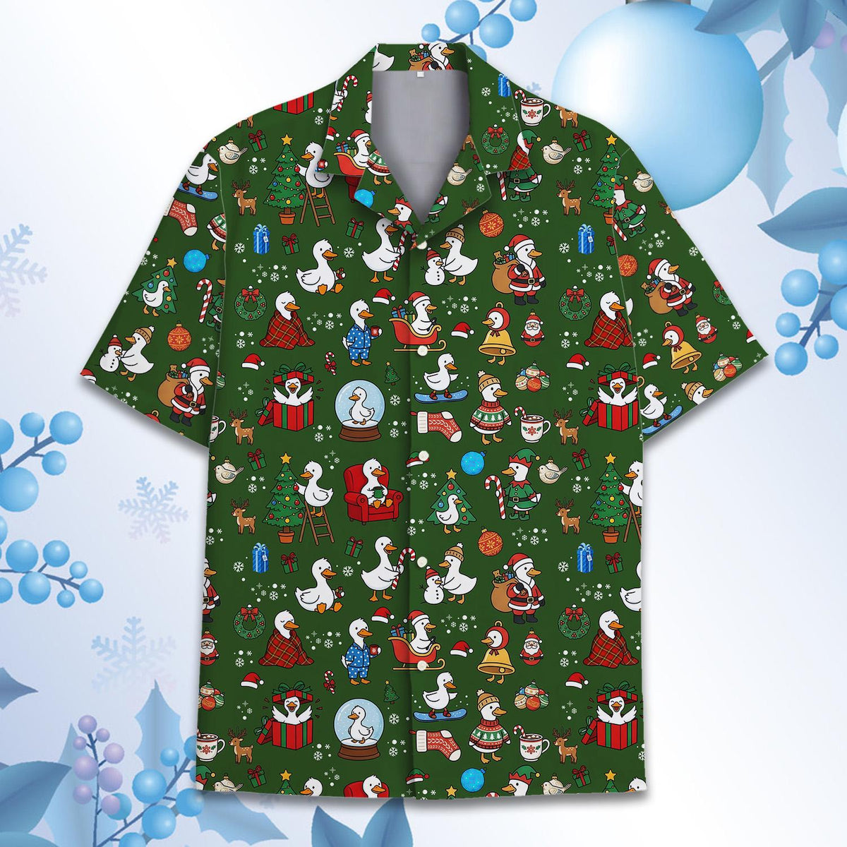 Christmas Goose Santa Tree Cute Holiday 2 – Hawaiian Shirt