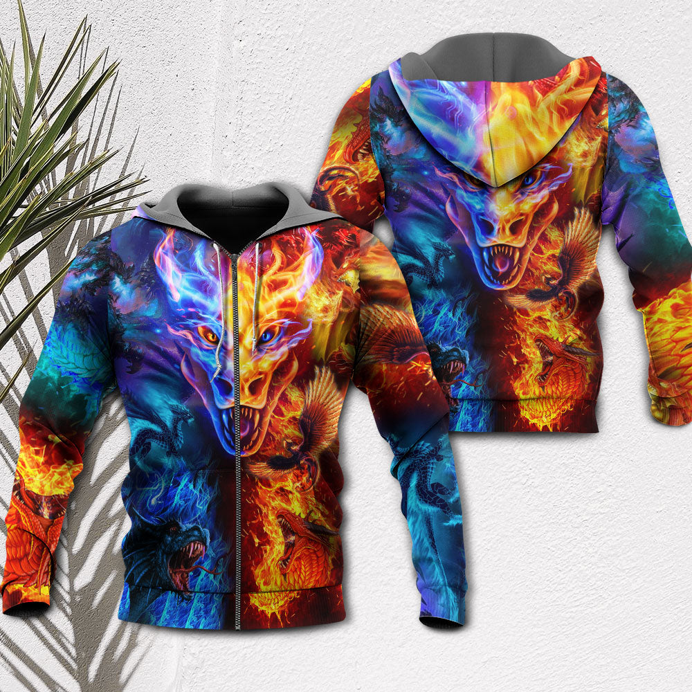Dragon Fire And Water Power - 3D Hoodie