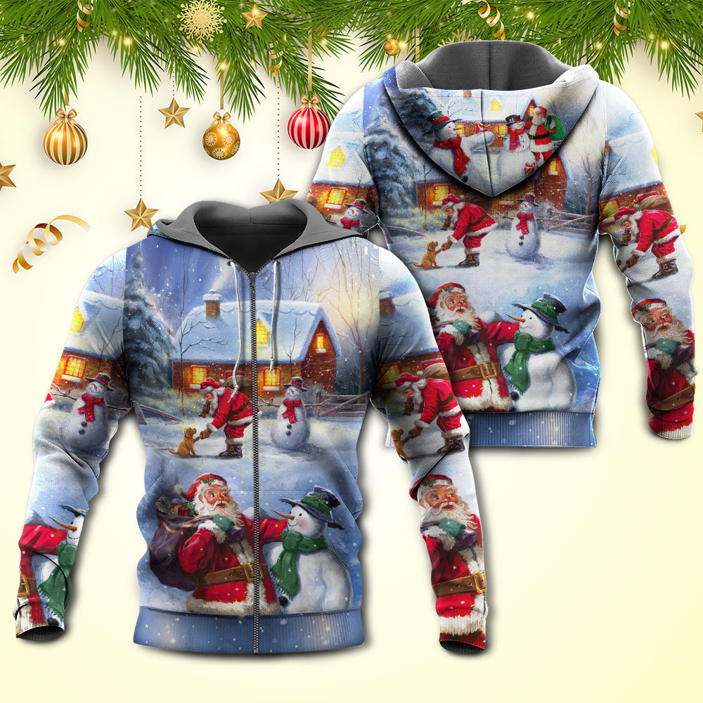 Christmas Santa Love Snowman Village Gift - Hoodie