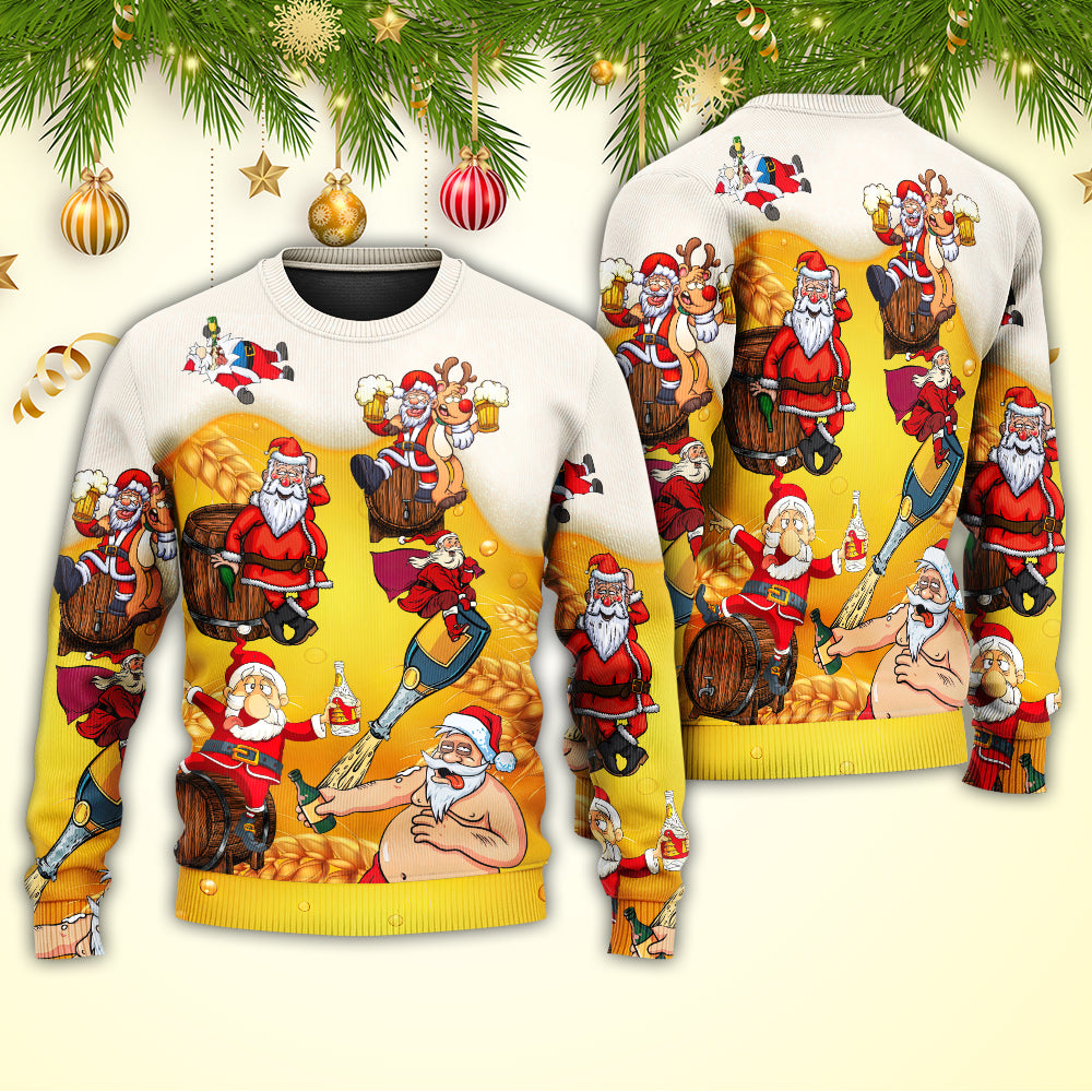 Christmas Santa Beer Holiday Fun Style – Sweater - Ugly Christmas Sweater