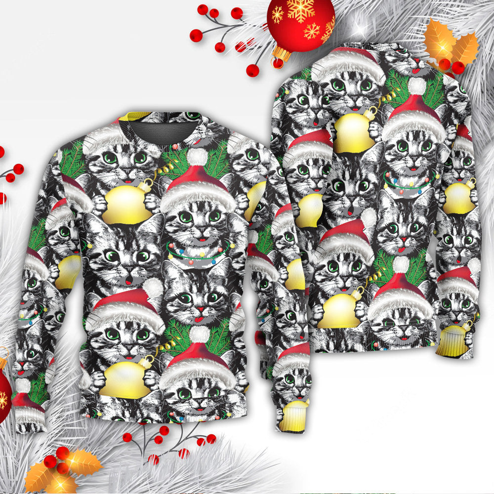 Christmas Meowy Xmas Cat Lover – Sweater - Ugly Christmas Sweater