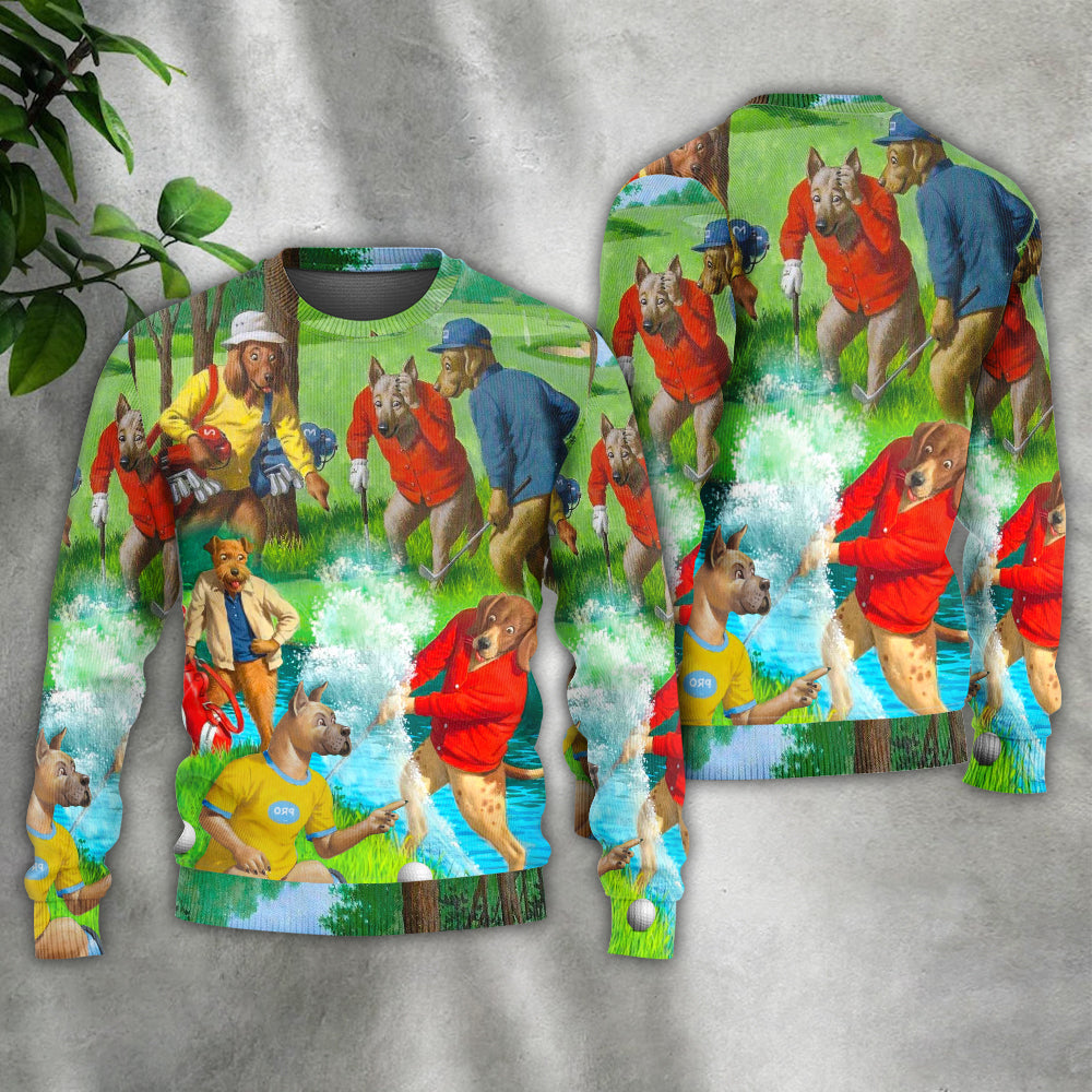 Golf Dog Lover Cool Art Style – Sweater - Ugly Christmas Sweater