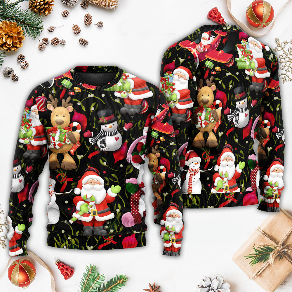Christmas Joyful Santa Snowman Merry Xmas – Sweater - Ugly Christmas Sweater