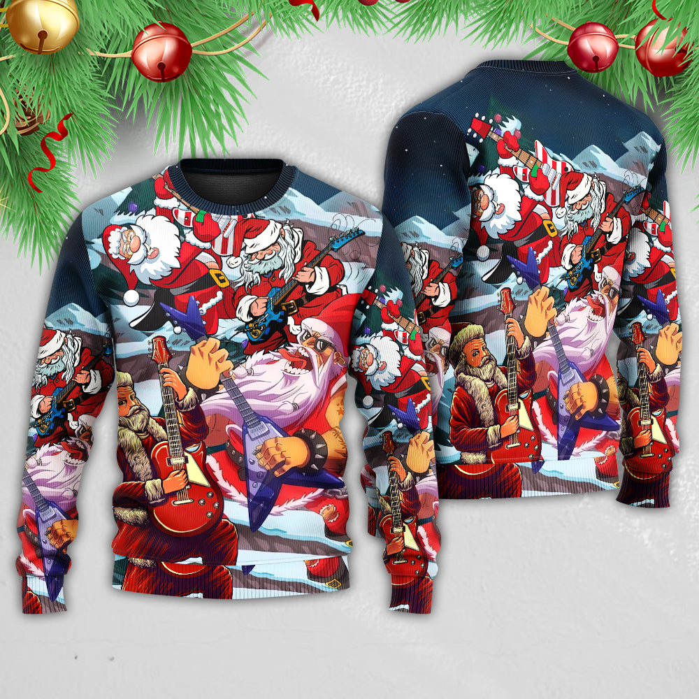 Christmas Santa With Electric Guitar – Sweater - Ugly Christmas Sweater