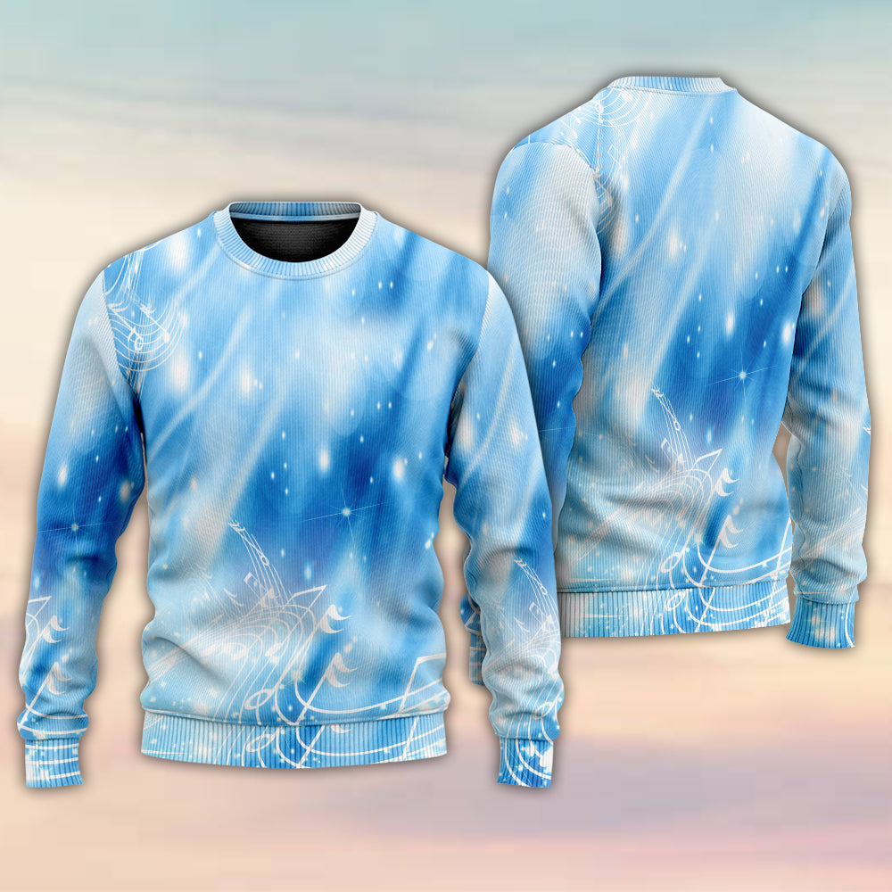Musical Notes Dark Blue Art Style – Sweater - Ugly Christmas Sweater