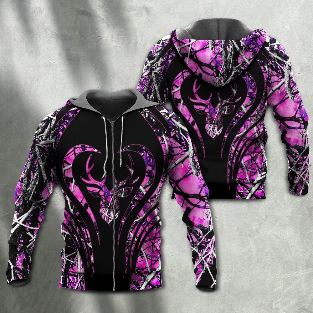 Hunting Girl Pink Camouflage Deer Style - Hoodie