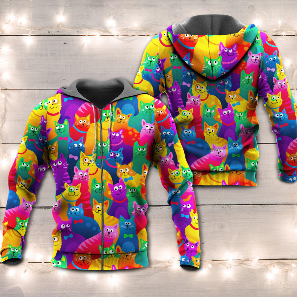 Funny Cats Colorful Art Style - 3D Hoodie