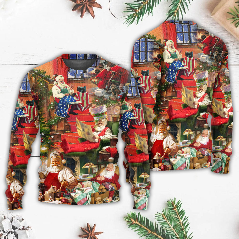 Christmas Santa Daily Life Art Style – Sweater - Ugly Christmas Sweater