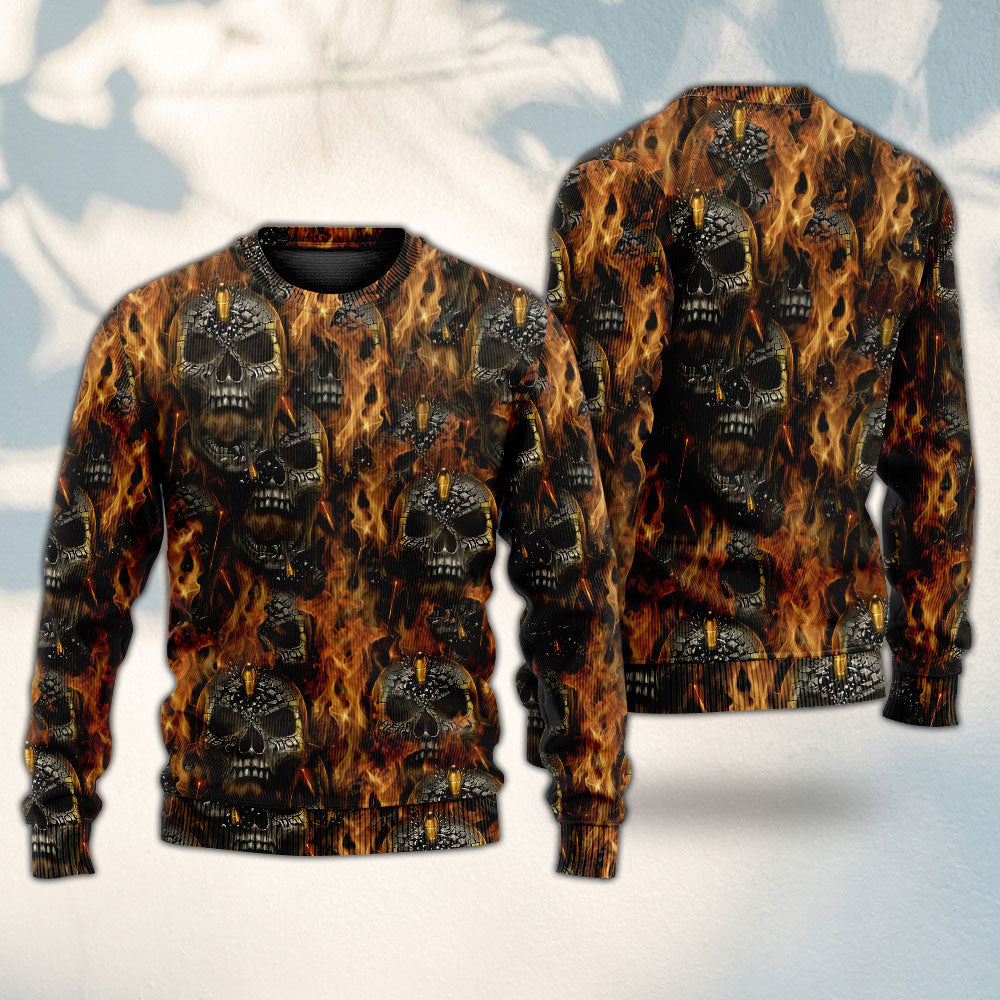 Skull Dark Fire Abstract Art – Sweater - Ugly Christmas Sweater