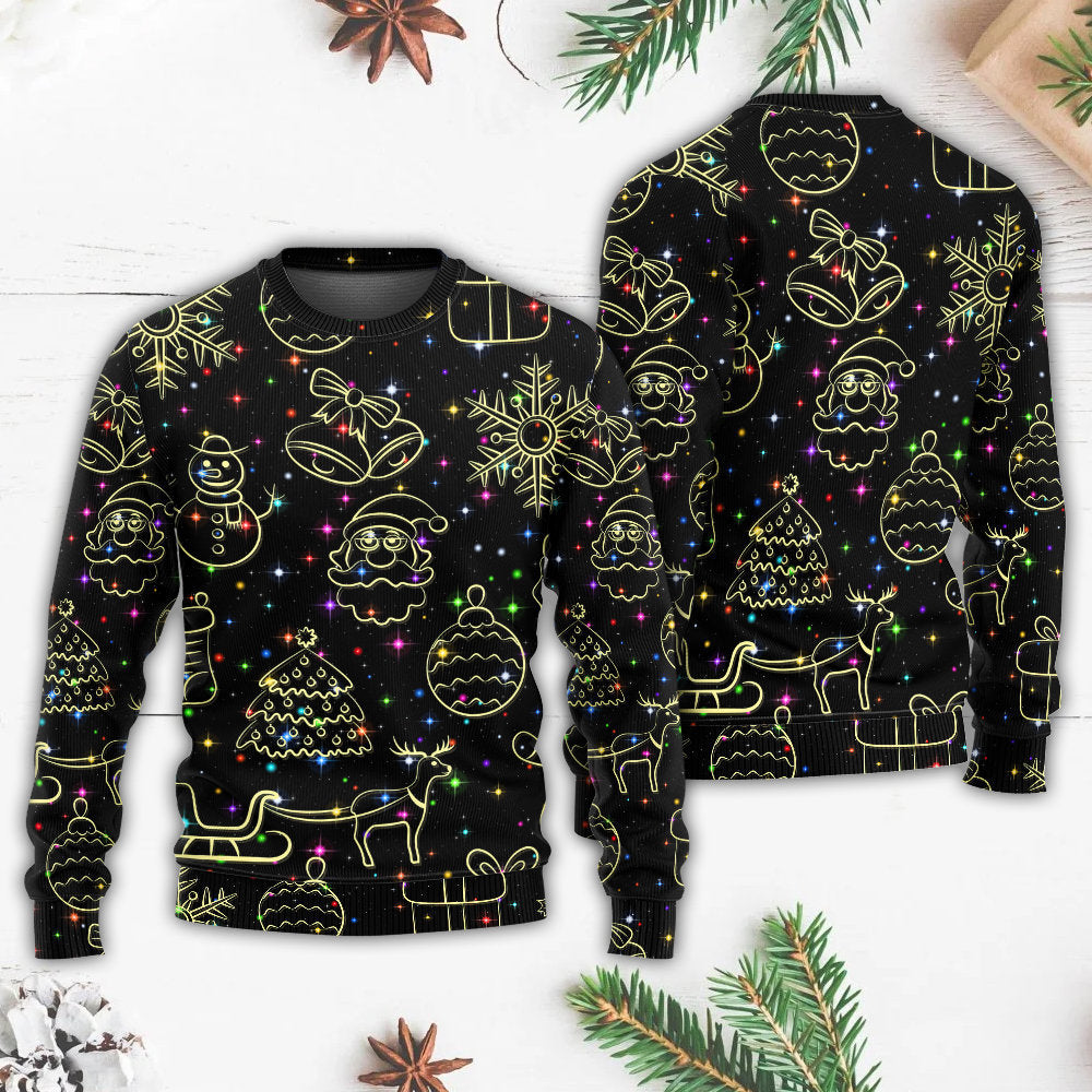 Christmas Neon Light Starry Night Art – Sweater - Ugly Christmas Sweater