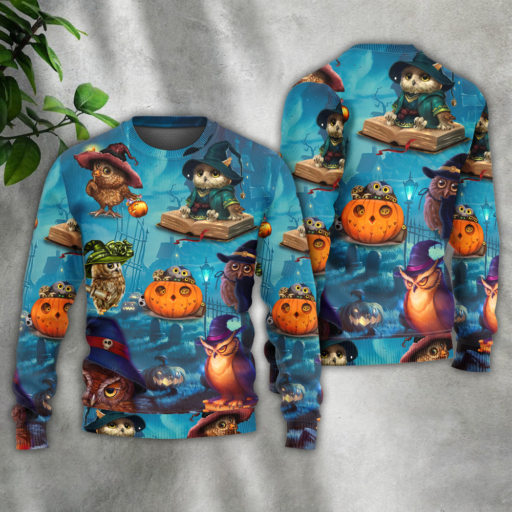 Halloween Owl Witch Night Sky Art – Sweater - Ugly Christmas Sweater