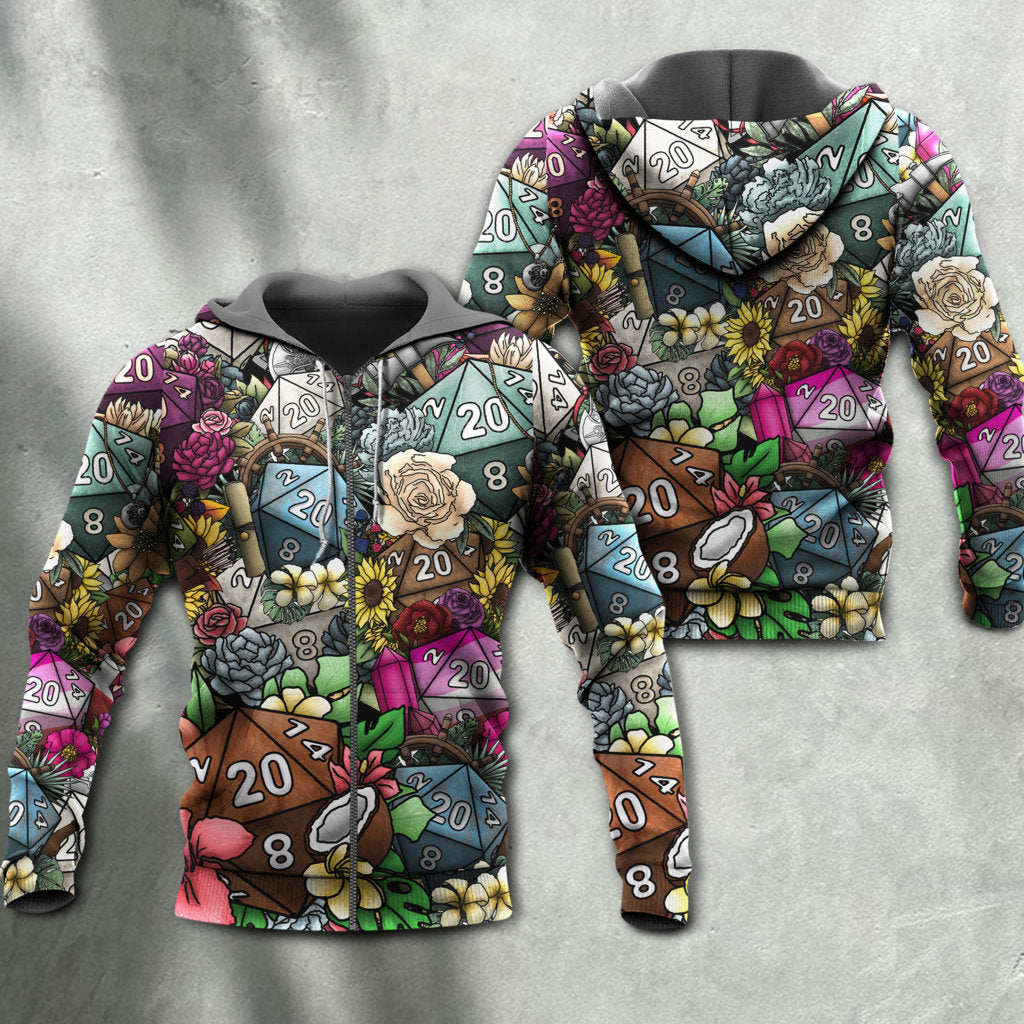 Dice Flower Hippie Art Style - 3D Hoodie