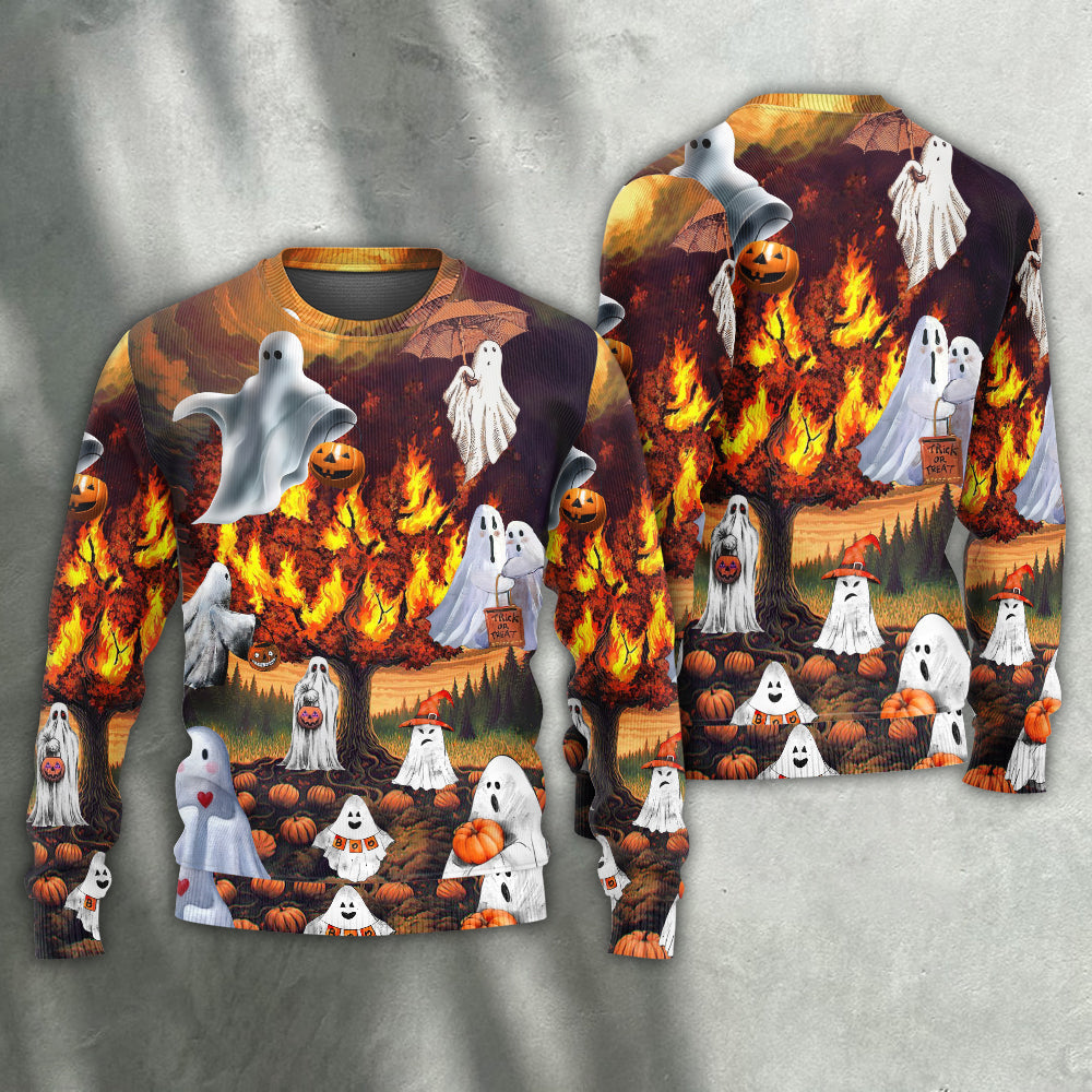 Halloween Boo Pumpkin Fantasy Art – Sweater - Ugly Christmas Sweater