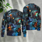 Halloween Skull Pumpkin Night Sky Art – Sweater - Ugly Christmas Sweater