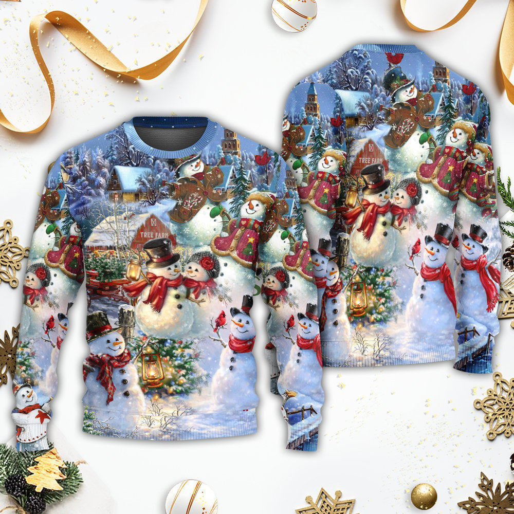 Christmas Snowman Lover Happy Couple – Sweater - Ugly Christmas Sweater