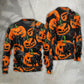Halloween Black Cat Pumpkin Tropical Art – Sweater - Ugly Christmas Sweater