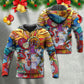 Christmas Santa Colorful Geometry Art - Hoodie