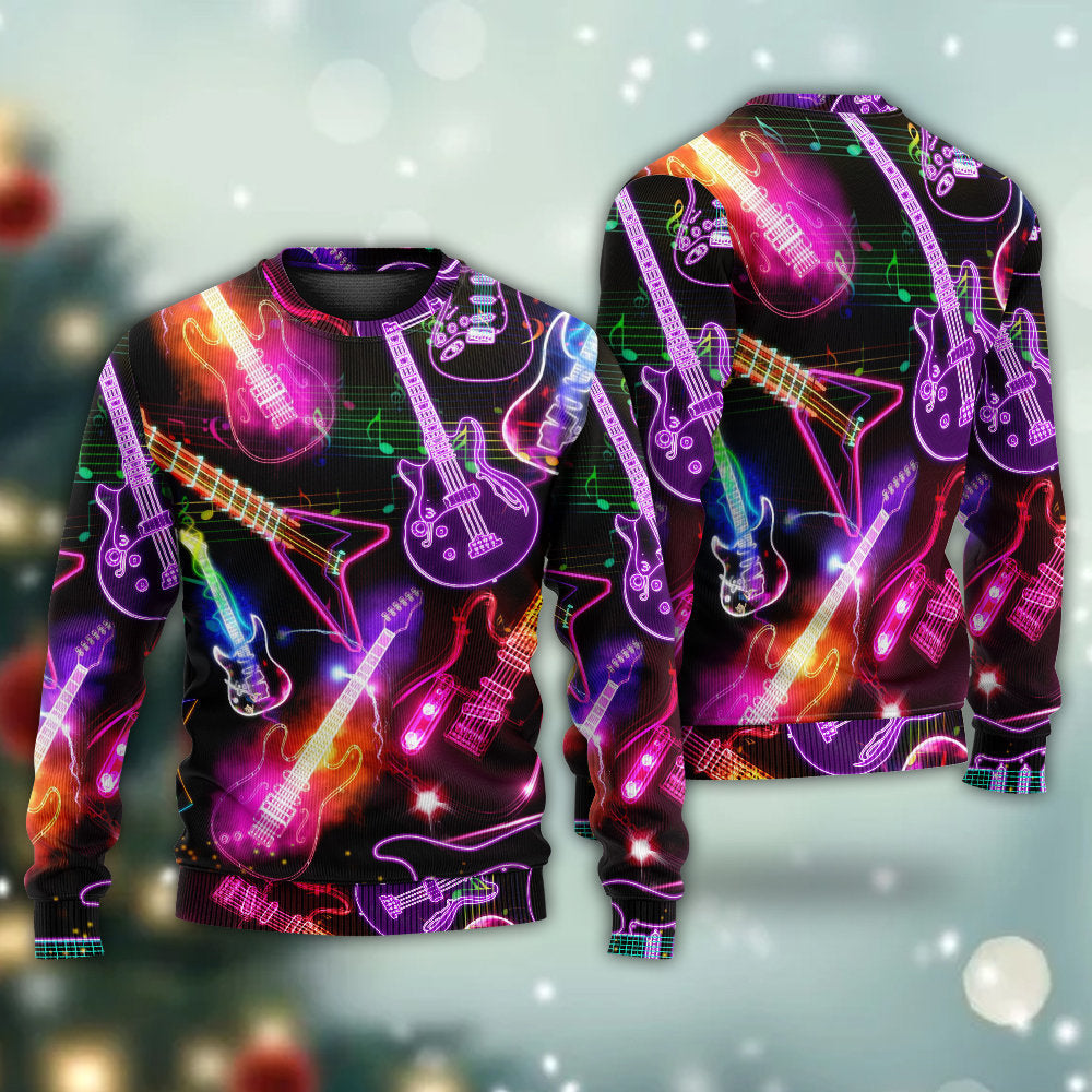Guitar Neon Amazing Christmas – Sweater - Ugly Christmas Sweater