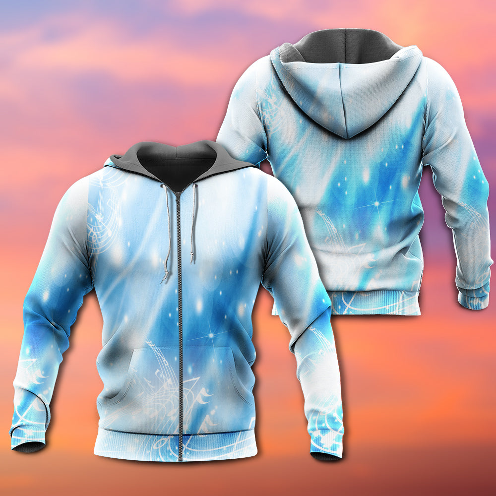 Music Notes Dark Blue Art - 3D Hoodie