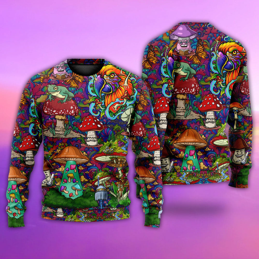 Hippie Mushroom Peace Lover Art – Sweater - Ugly Christmas Sweater