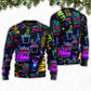 Christmas Wine Neon Art Style – Sweater - Ugly Christmas Sweater