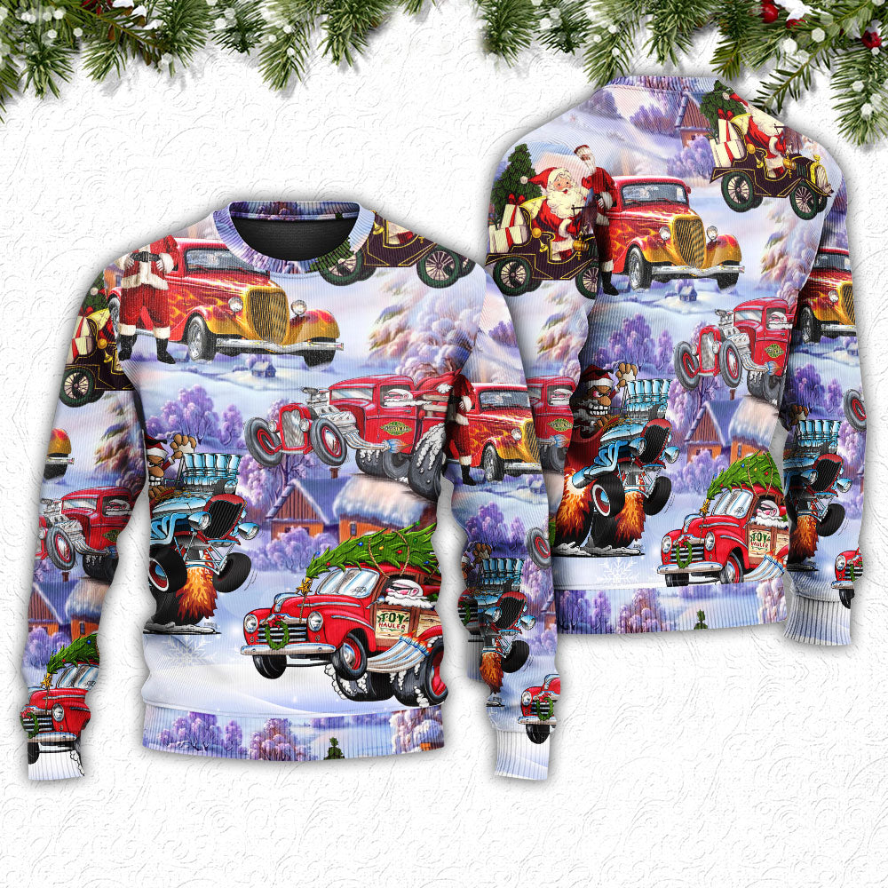 Santa Hot Rod Christmas Tree Style – Sweater - Ugly Christmas Sweater