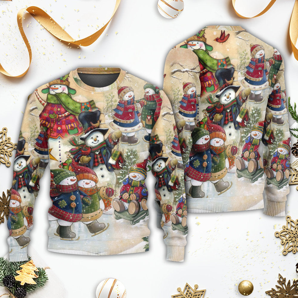Christmas Couple Snowman Winter Love – Sweater - Ugly Christmas Sweater