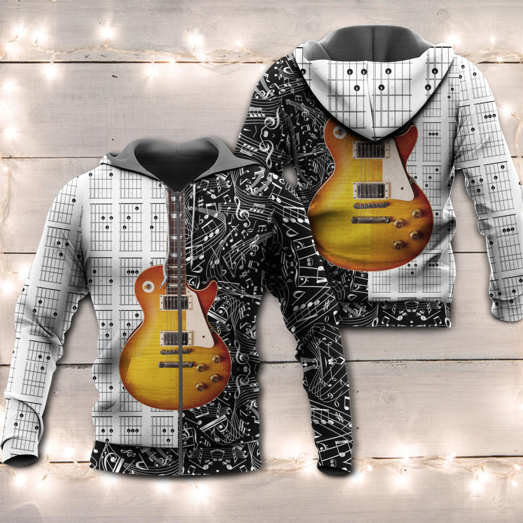 Bass Guitar Musician Black White Style - 3D Hoodie
