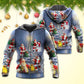 Christmas Santa Claus In Love Light Xmas Tree - Hoodie 