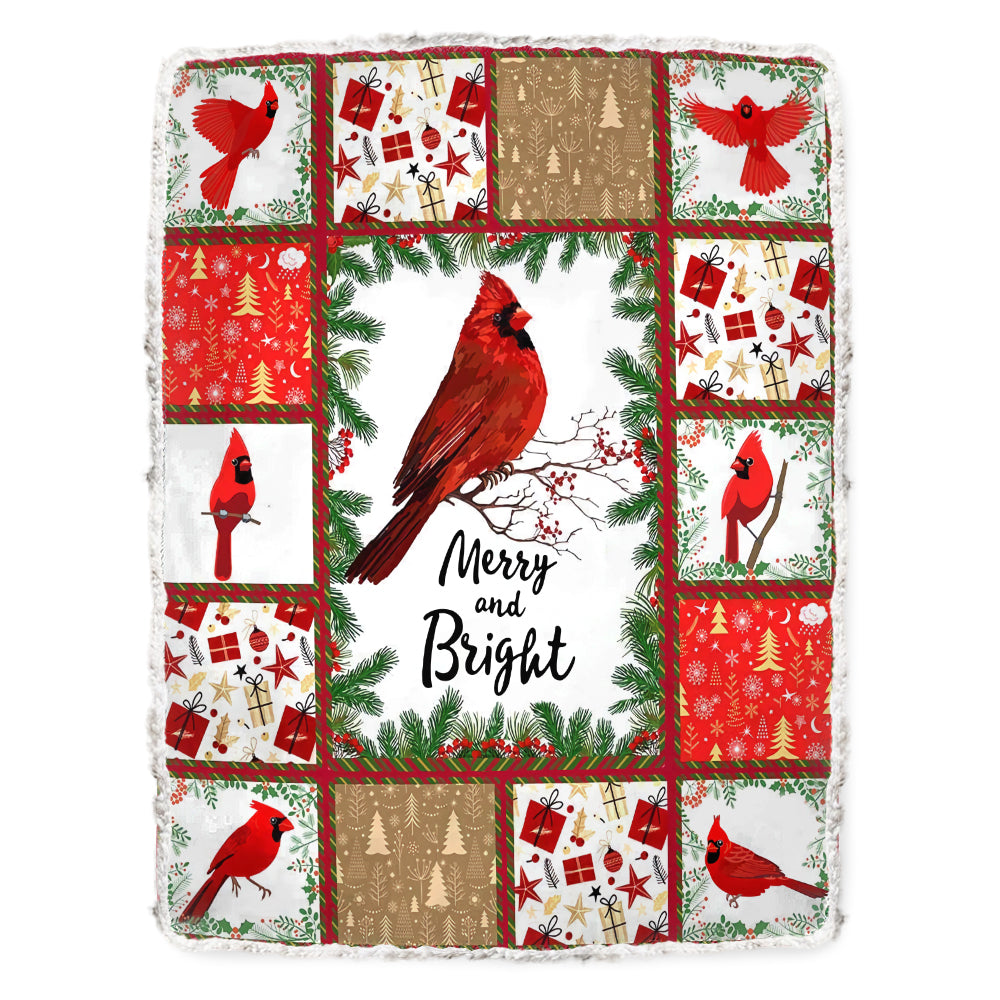 Cardinal Christmas Merry And Bright 50 x 60 Inch Flannel Blanket For Bed Sofa And Reading Nook Decor