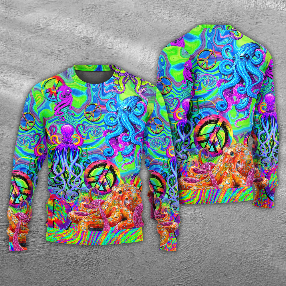 Hippie Funny Octopus Colorful Tie Dye – Sweater - Ugly Christmas Sweater