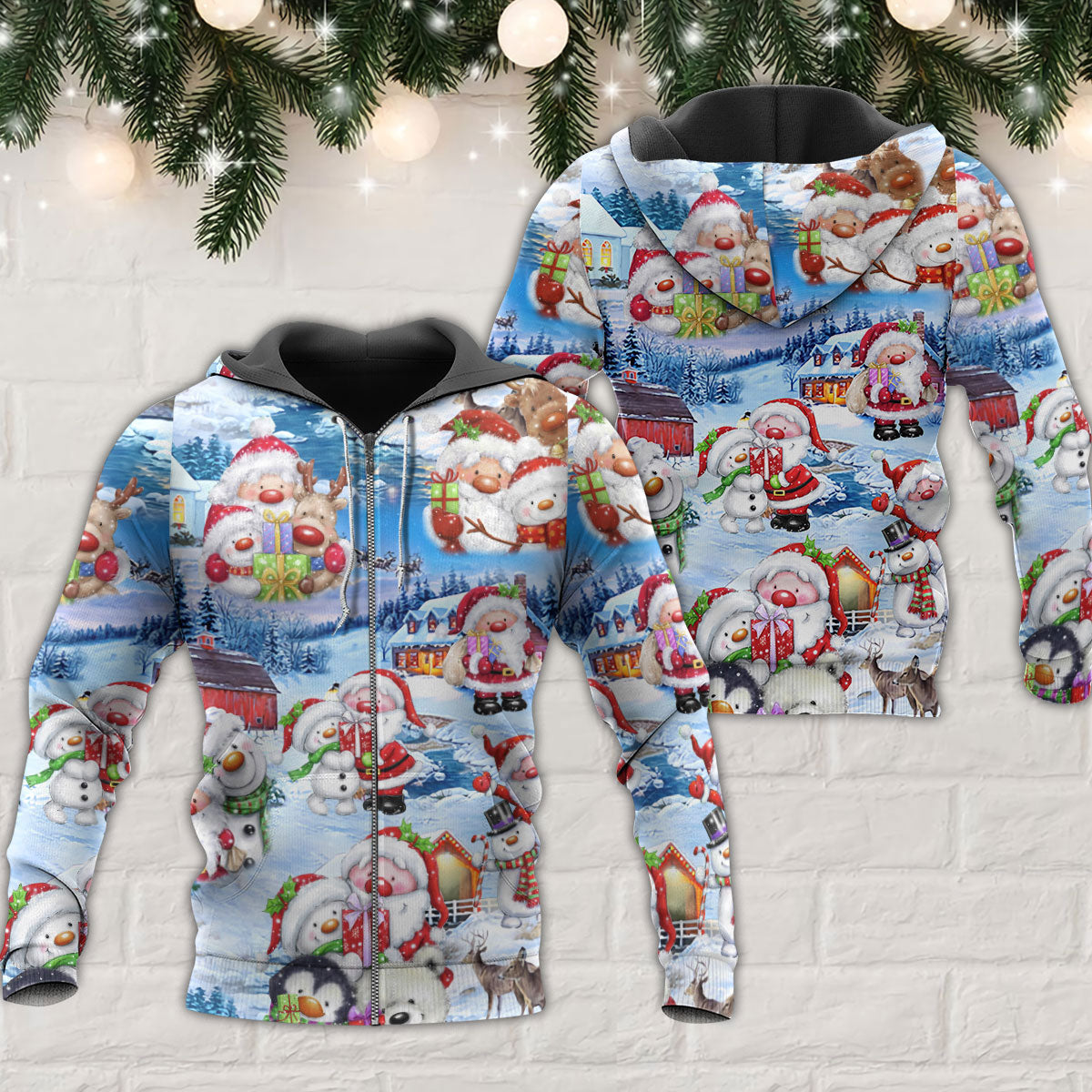 Snowman Winter Holiday Art – 3D Hoodie