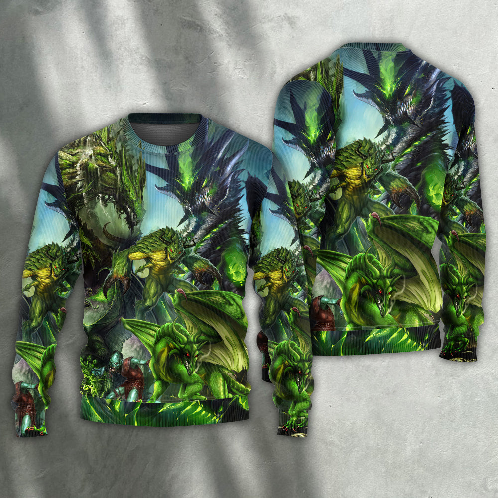 Green Dragon Skull Fantasy Art – Sweater - Ugly Christmas Sweater