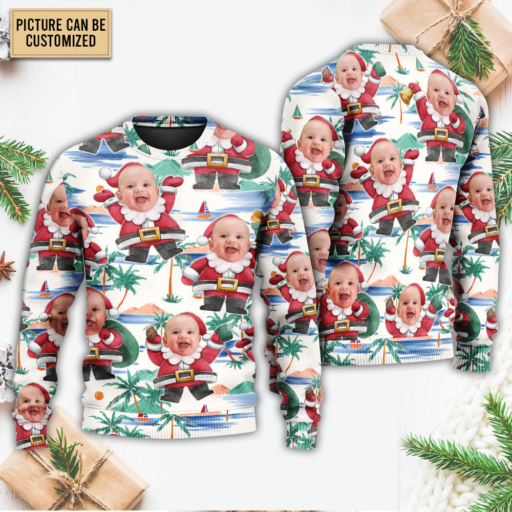 Christmas Santa Summer Beach Custom Style – Sweater - Ugly Christmas Sweater