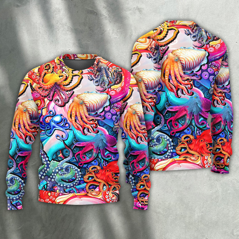Colorful Octopus Lover Art Style – Sweater - Ugly Christmas Sweater