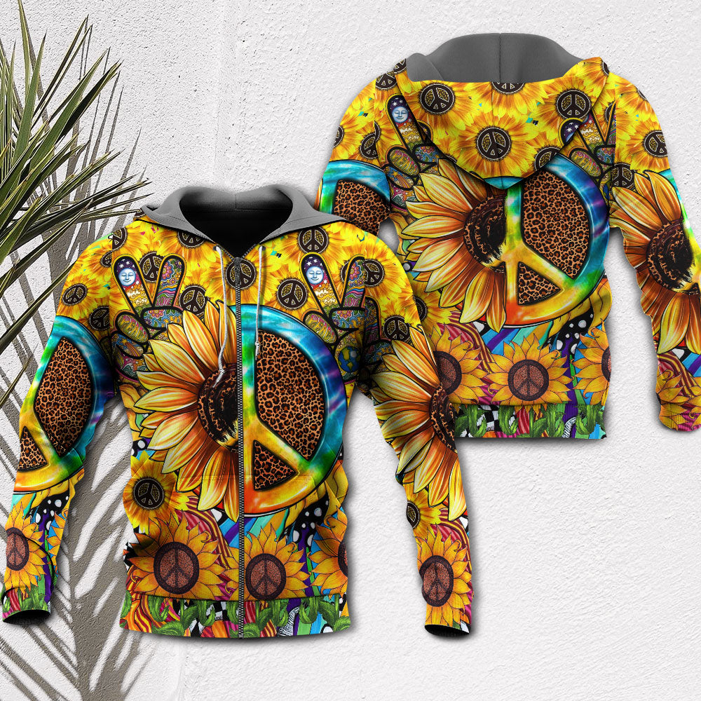 Hippie Sunflowers Peace Sign Style - Hoodie