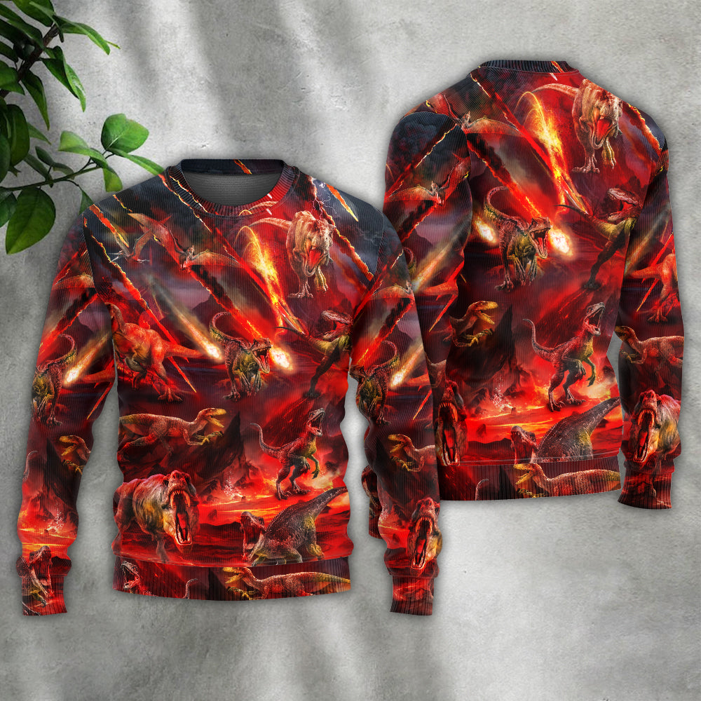 Dinosaur Meteorite Fantasy Art – Sweater - Ugly Christmas Sweater