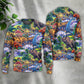 Colorful Dinosaur Art Style – Sweater - Ugly Christmas Sweater