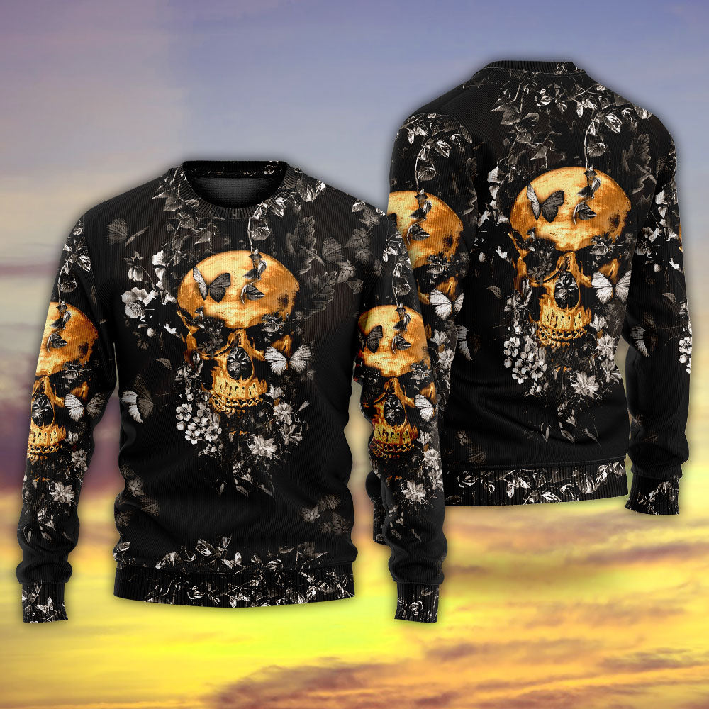 Skull Flowers Growth From Darkness – Sweater - Ugly Christmas Sweater