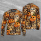 Halloween Owl Pumpkin Pattern Art – Sweater - Ugly Christmas Sweater