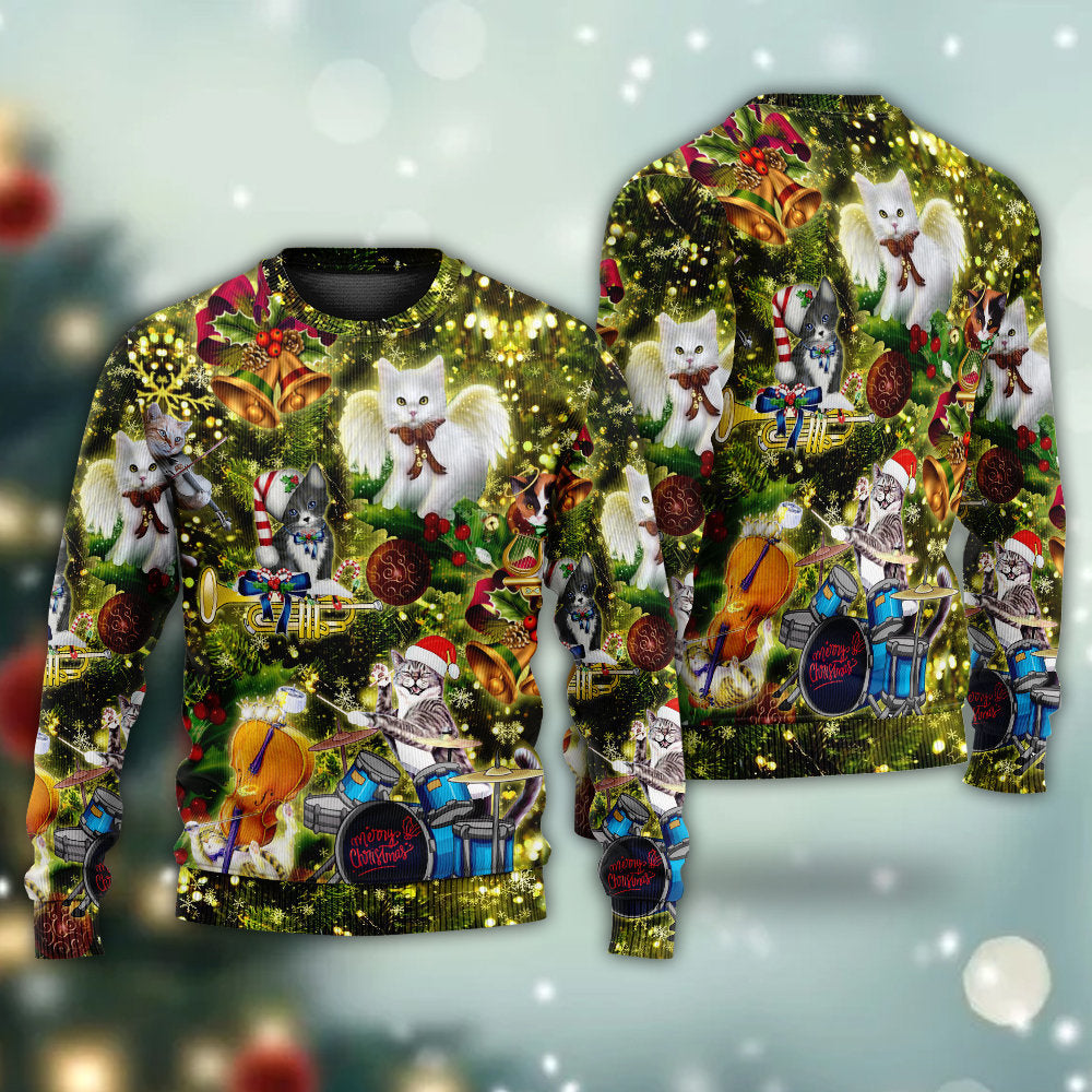 Cat Merry Christmas Angel Style – Sweater - Ugly Christmas Sweater