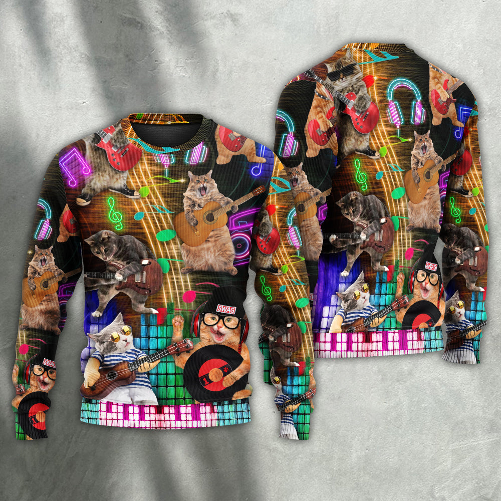 Lovely Cat Rocker Music Style – Sweater - Ugly Christmas Sweater