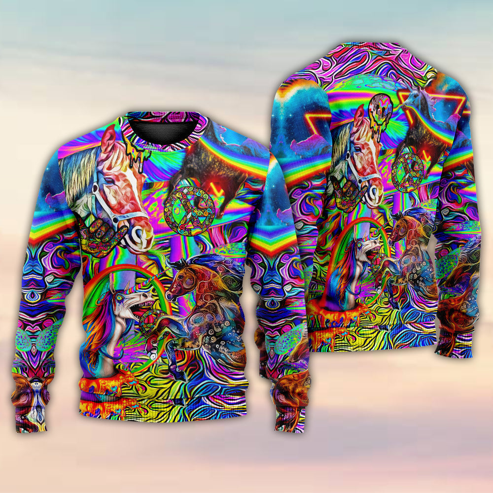 Hippie Horse Free Spirit Run Art – Sweater - Ugly Christmas Sweater