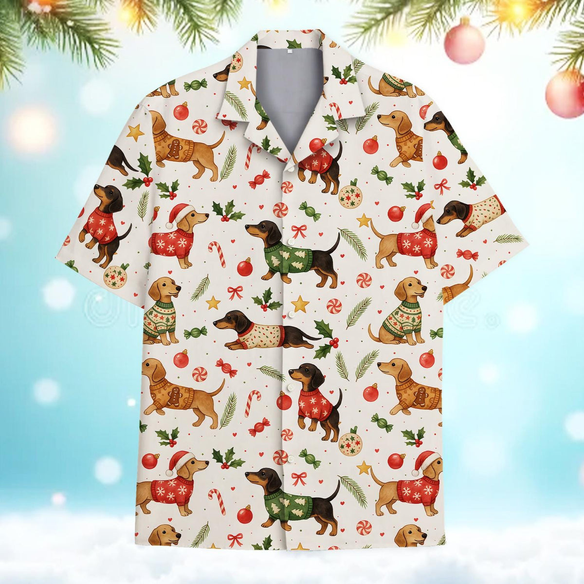 Christmas Dachshund Cute Wiener Dog Festive Holiday – Hawaiian Shirt