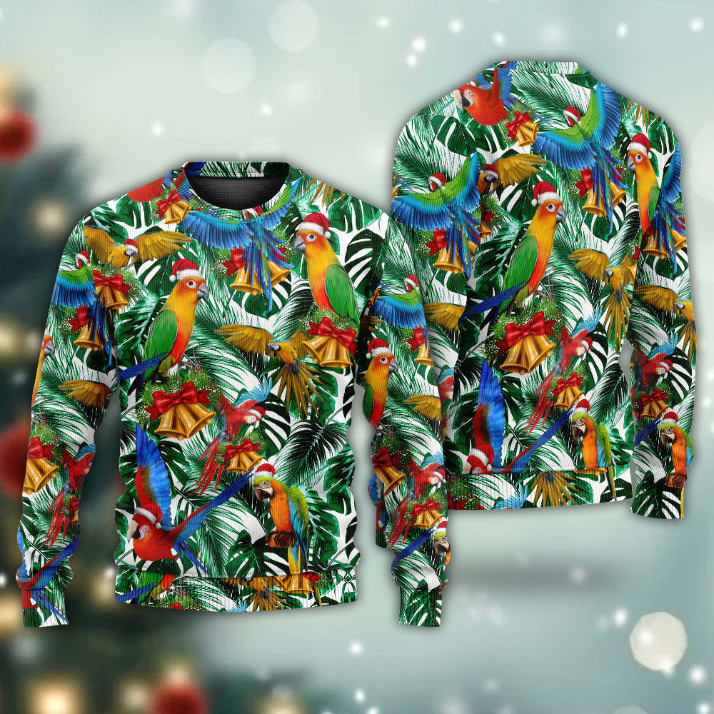 Parrot Love Xmas Tropical Leaf – Sweater - Ugly Christmas Sweater