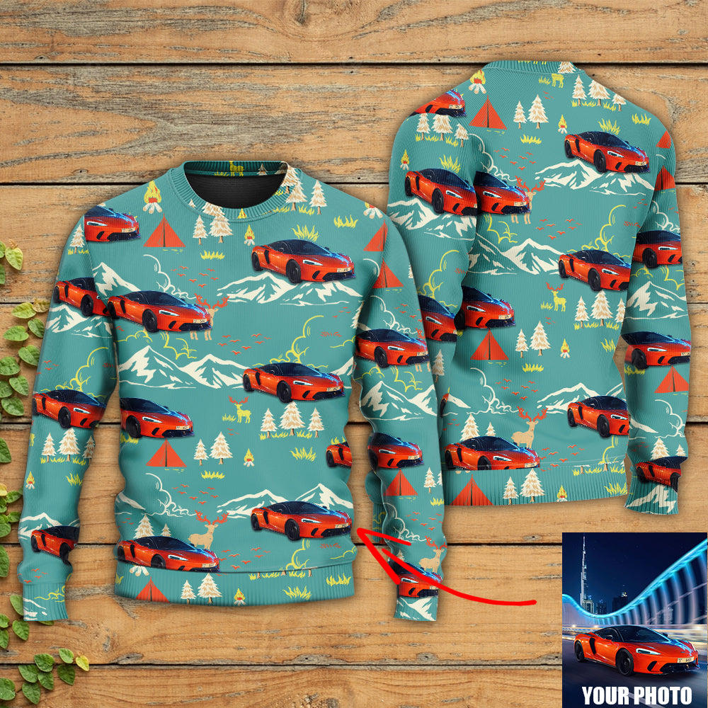 Car Driving Mountain Landscape Art – Sweater - Ugly Christmas Sweater