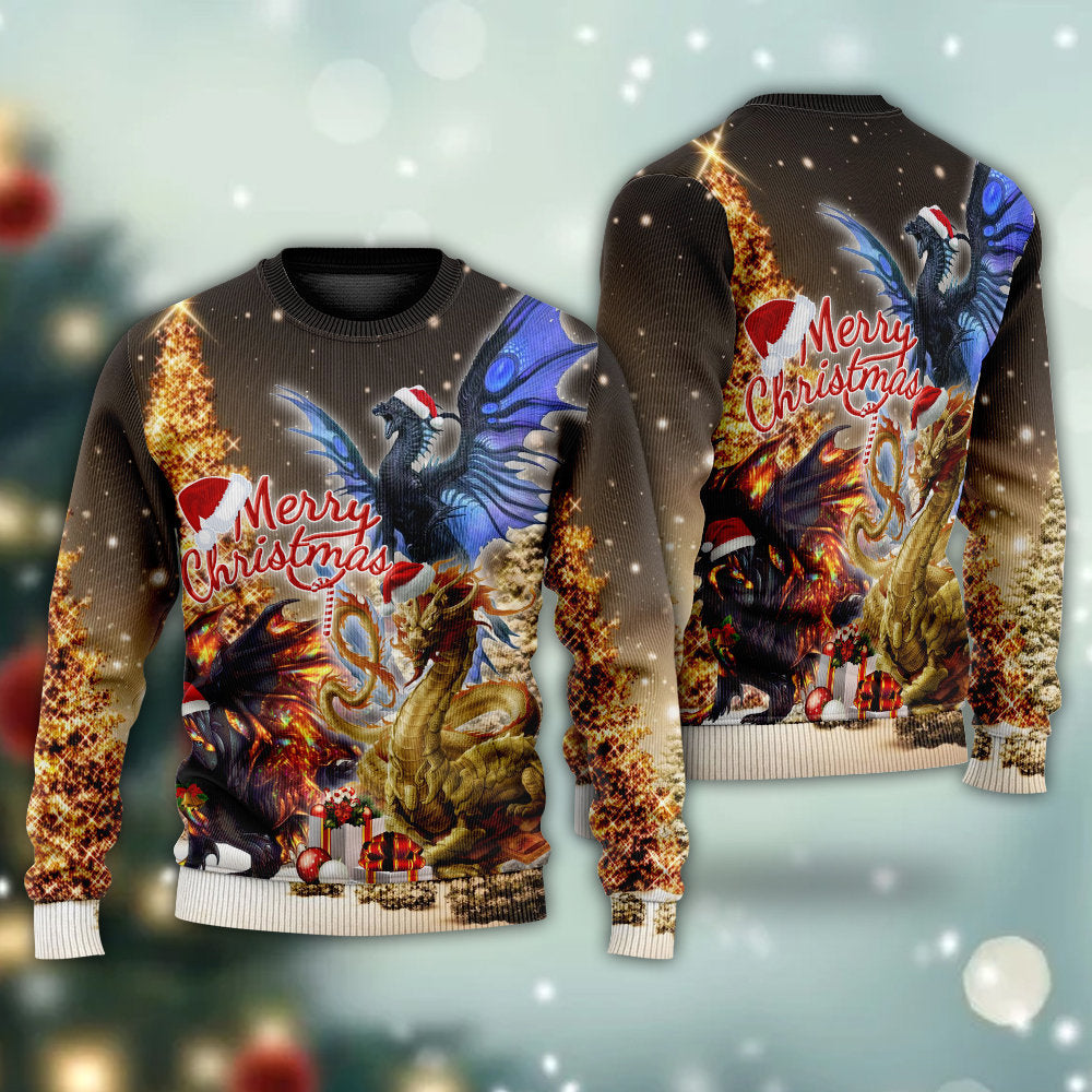 Dragon Merry Christmas Bright Power – Sweater - Ugly Christmas Sweater