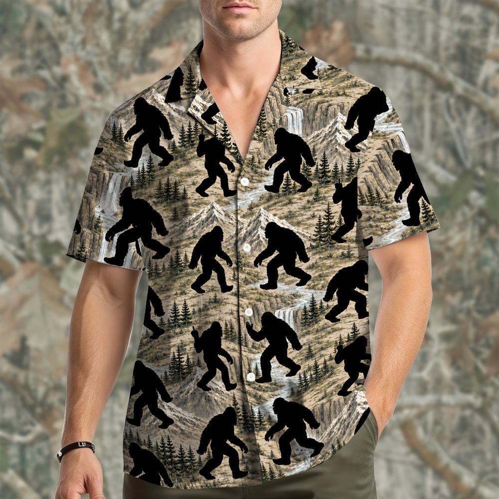 Funny Bigfoot Sasquatch Military Camouflage – Hawaiian Shirt