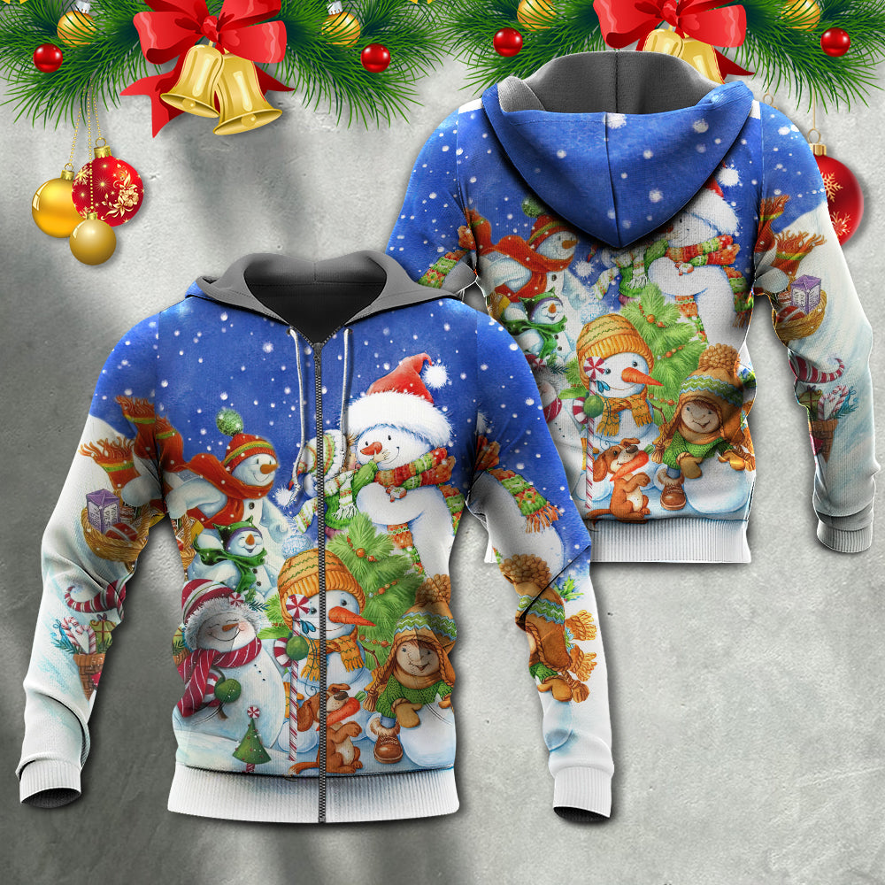 Christmas Snowman Merry Christmas Night - Hoodie